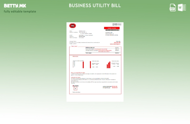 Модерен стил, шаблон за деловни сметки за EDP Шпанија Energia за комунални услуг