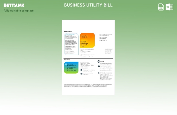Обединето Кралство Бизнис сметка за комунални услуги на Британскиот гас, шаблон