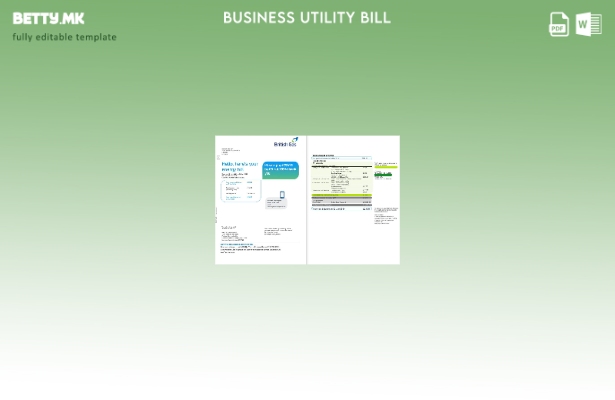 Обединето Кралство Бизнис сметка за комунални услуги на Британскиот гас, шабло 1