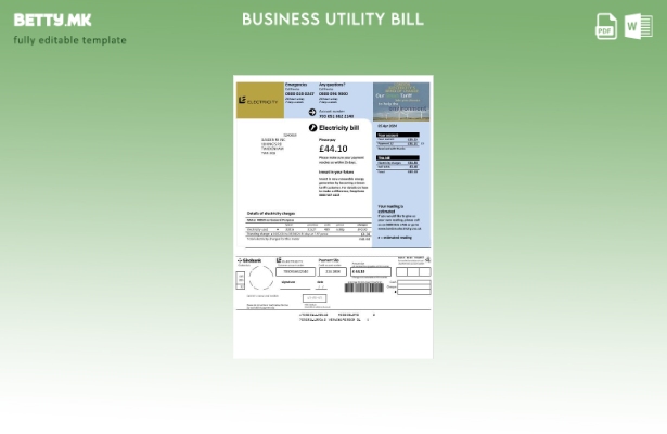 Обединетото Кралство Деловна сметка за електрична енергија за комунални услуги