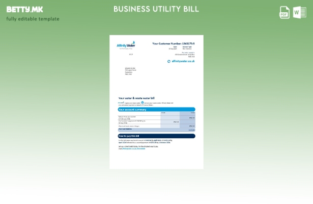 Обединетото Кралство Affinity Water деловна сметка за комунални услуги