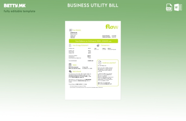Обединетото Кралство Flow Energy деловна сметка за комунални услуги