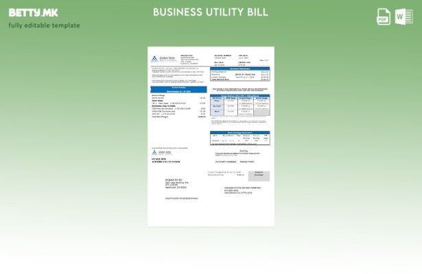 Сметка за деловно комунални услуги на компанијата Калифорнија Голден Стејт Вода