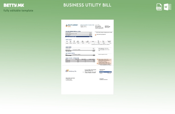 Сметка за комунални услуги за деловна активност за гас во САД Њу Џерси