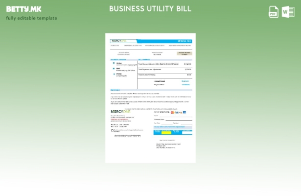 Сметка за комунални услуги за медицински бизнис во САД Ајова MercyOne