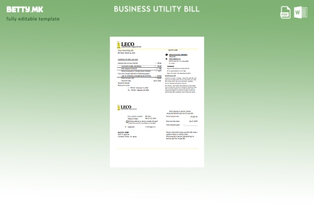Шаблон за деловна сметка за електрична енергија на корпорацијата LECO во модерен