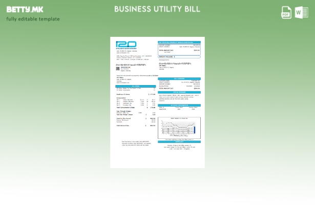 Шаблон за деловна сметка за комунални услуги на iO Water (Колумбија) во модерен