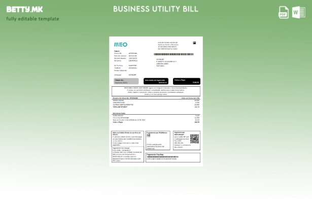 Шаблон за деловна сметка за комунални услуги MEO во модерен стил
