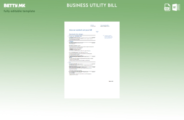 деловна сметка за комунални услуги на БТ во модерен стил, шаблон на страница 1