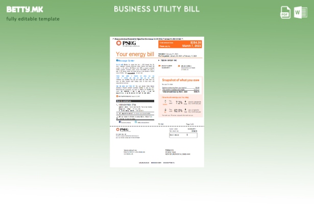 модерен стил Њујоршката сметка за комунални услуги PSEG, шаблон за страница