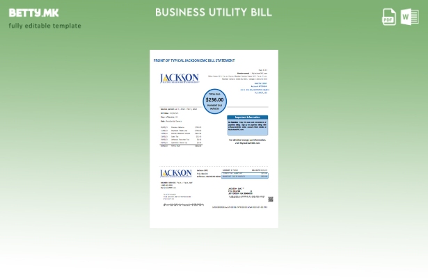 модерен стил Џорџија JACKSON EMC деловна сметка за комунални услуги, шаблон за с