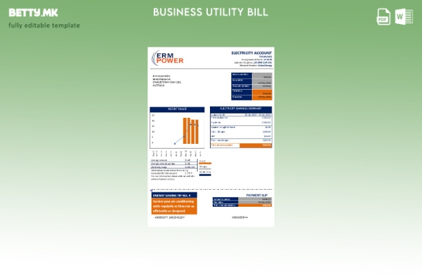модерен стил Австралија ERM Power електрична енергија доказ за адреса шаблон за