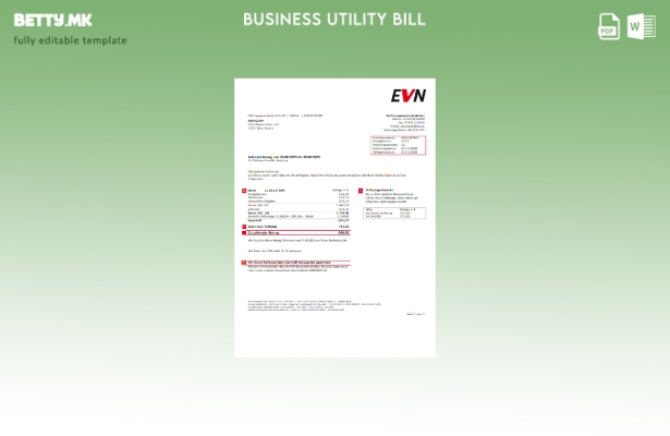 модерен стил Деловна сметка за електрична енергија на ЕВН, шаблон на страница