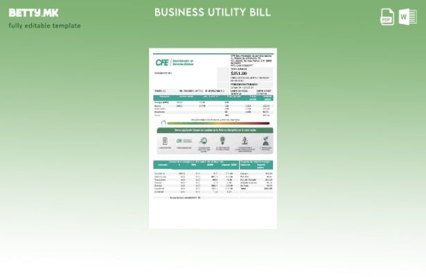 модерен стил Мексико за електрична енергија CFE шаблон за деловна сметка за кому