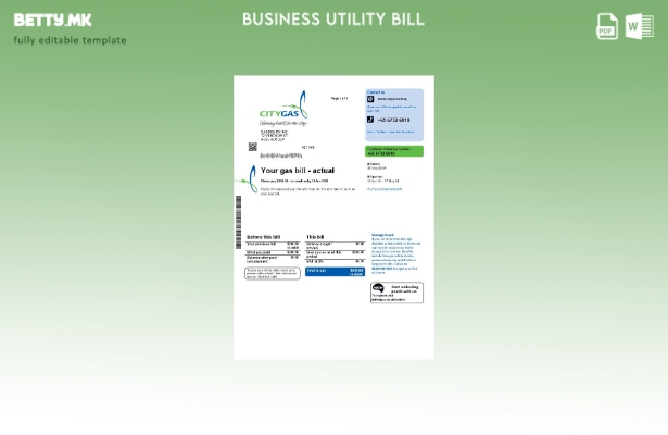 модерен стил Шаблон за деловна сметка за комунални услуги во Сингапур Сити Гас