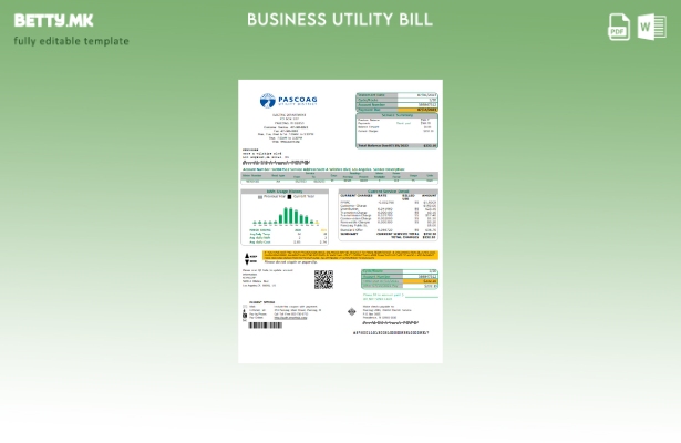 модерен стил Шаблон за деловна сметка за комунални услуги на Pascoag Utility Dis