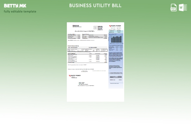 модерен стил деловна сметка за комунални услуги Pacific Power, шаблон за стран 1