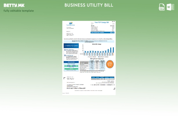 модерен стил за комунална сметка на Arizona Tucson Electric Power (TEP), шаблон