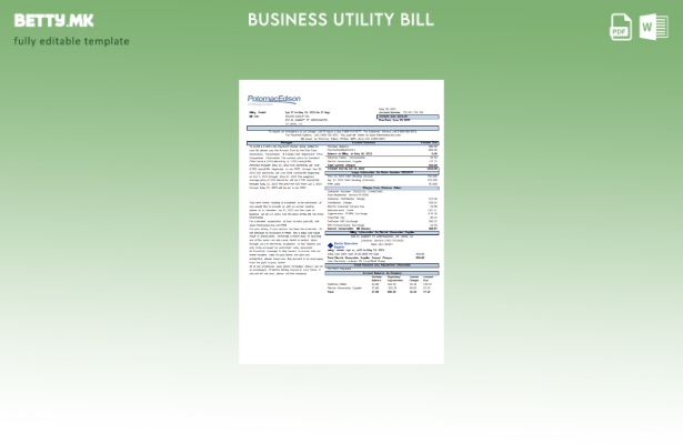 модерен стил на деловна сметка за комунални услуги Potomac Edison, шаблон за стр