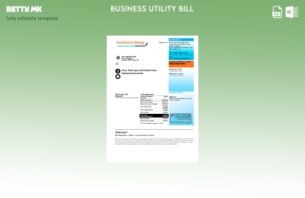 модерен стил на Sainsbury Energy (British Gas) деловна сметка за комунални услуг