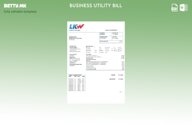 модерен стил шаблон за деловна сметка за електрична енергија од Лихтенштајн Isch