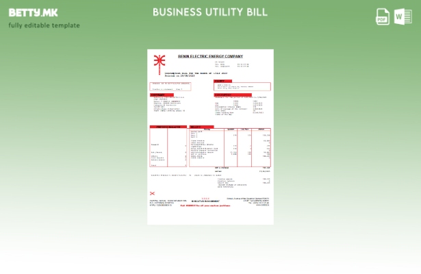 модерен стил Benin Electricity Distribution Company Plc. Шаблон за сметки за ком