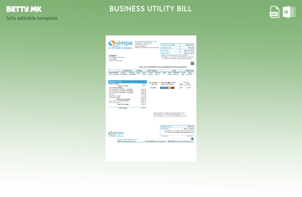 модерен стил Simpa Energy India Pvt. Шаблон за деловни сметки за комунални услуг