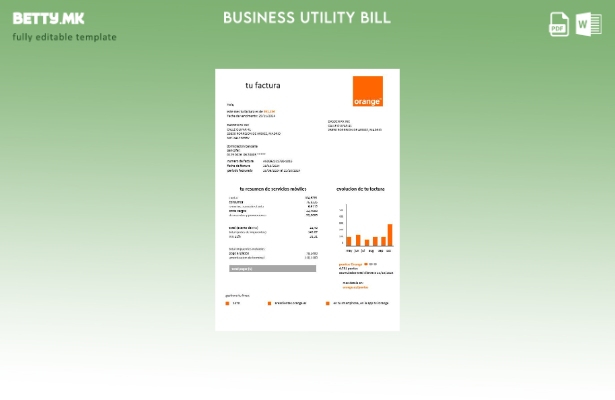 Spain Orange лесна пополнета деловна сметка за комунални услуги