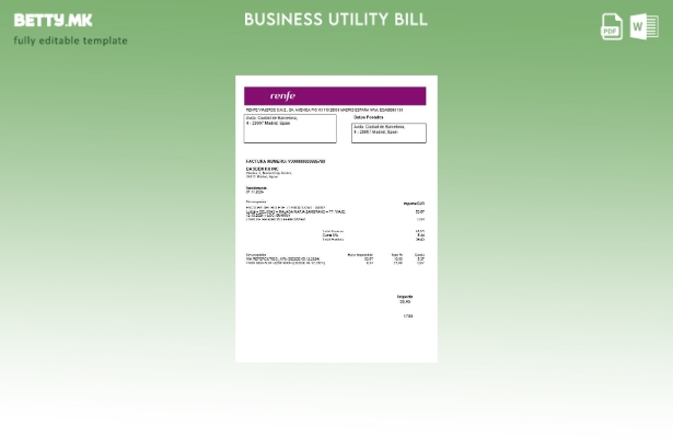 Spain Renfe деловна сметка за комунални услуги