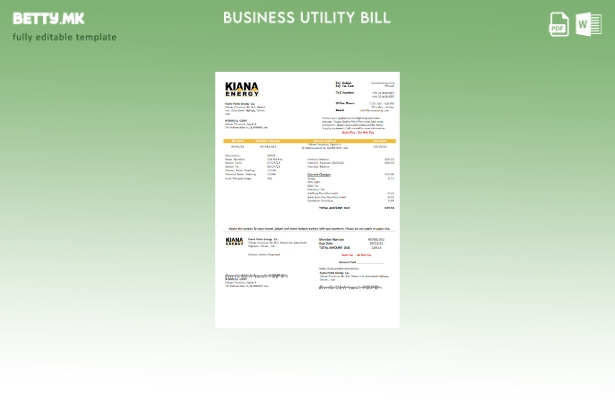 modern style Kiana Petro Energy Co utility business bill template