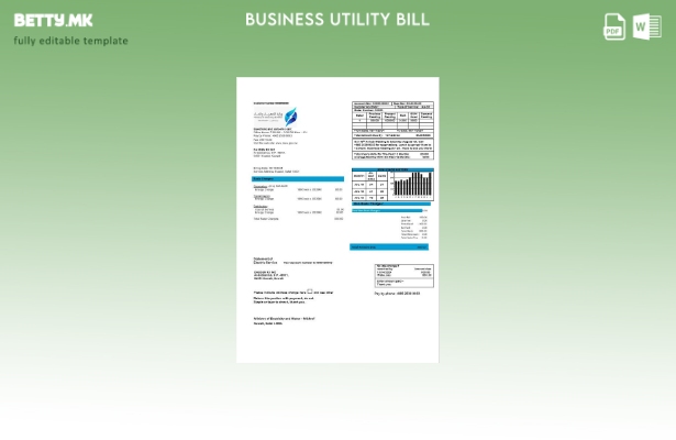 modern style Kuwait Ministry of Electricity and Water business utility bill temp