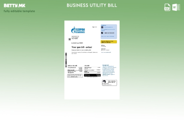 modern style Kyrgyzstan Gazprom business utility bill template