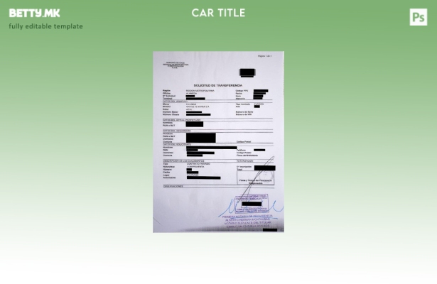 Модерен стил шаблон за потврда за регистрација на возило во Чиле