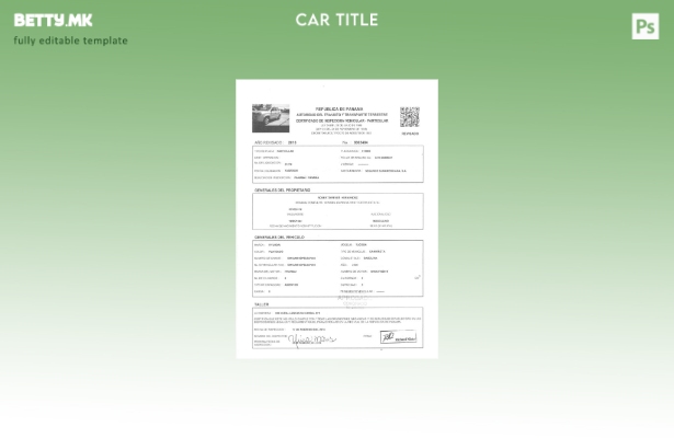 Модерен шаблон за потврда за регистрација на возила од Панама