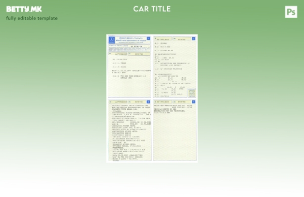 Шаблон за потврда за регистрација на возило во Италија во модерен стил