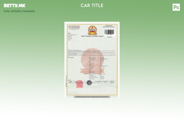 Шаблон за уверение за регистрација на возило во модерен стил на Замбија