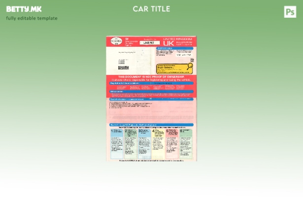 модерен стил возач на Обединетото Кралство, шаблон за потврда за регистрација на