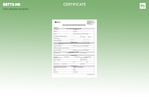 Модерен стил Њу Јорк Регистар на јавно здравство за уверение за посвојување