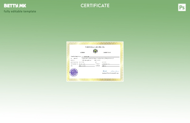 Модерен стил Габонски сертификат за брак Шаблон за Word и PDF