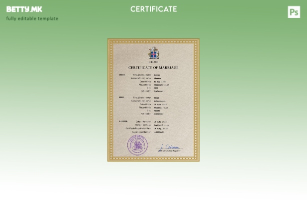 Модерен стил Исландски шаблон за ПСД шаблон за документи за брак