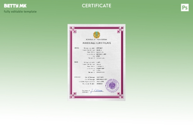 Модерен стил Казахстански шаблон за PSD шаблон за документи за брак