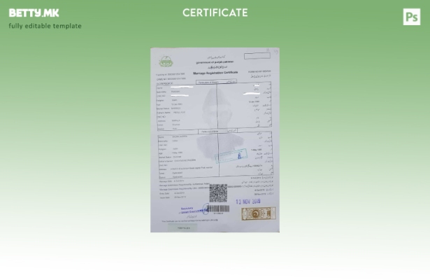 Модерен стил Пакистанската влада на Пенџаб Пакистан Шаблон за потврда за брак