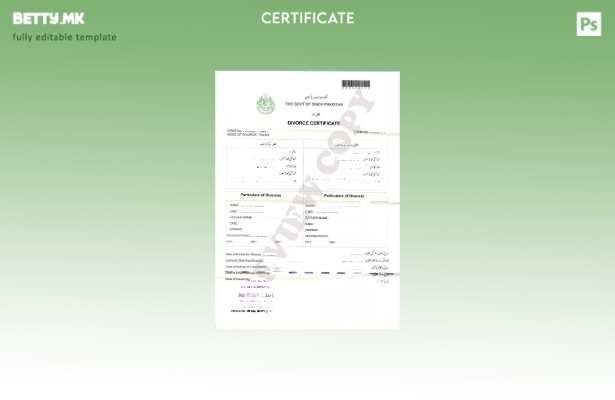 Модерен стил Пакистанската влада на Синд Пакистан Шаблон за потврда за развод