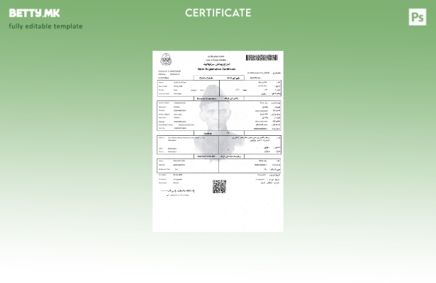 Модерен стил Пакистански шаблон за потврда за регистрација на раѓање