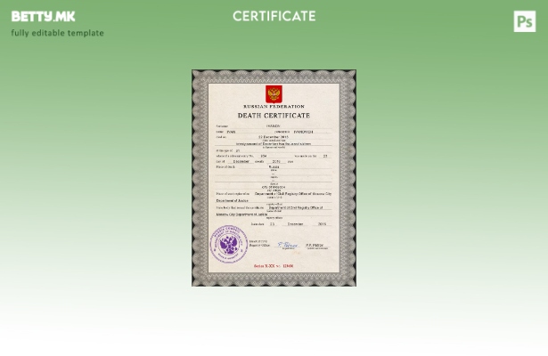 Модерен стил Руски витален рекорд за смртен шаблон PSD шаблон