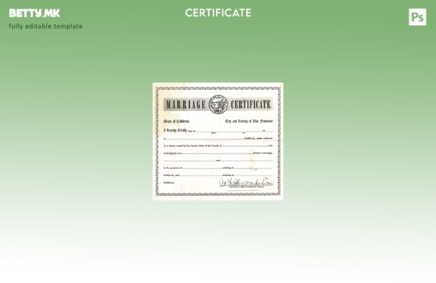 Модерен стил САД Матичната книга на венчани во Калифорнија шаблон за потврда за