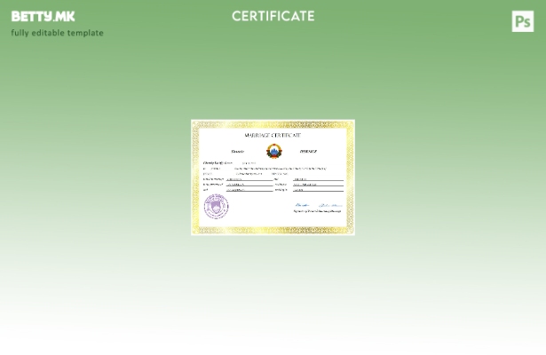 Модерен стил Словенија извод за брак Шаблон за Word и PDF