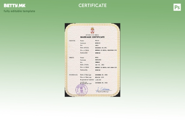 Модерен стил Србија шаблон PSD шаблон за потврда за брак