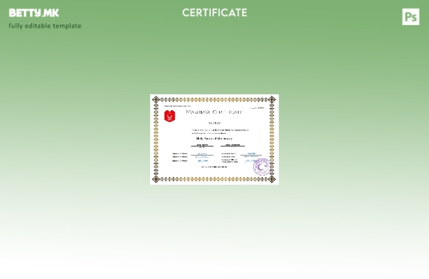 Модерен стил Турција извод за брак Шаблон Word и PDF шаблон