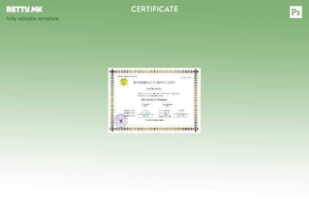 Модерен стил Уверение за брак на Мадагаскар Шаблон за шаблон Word и PDF